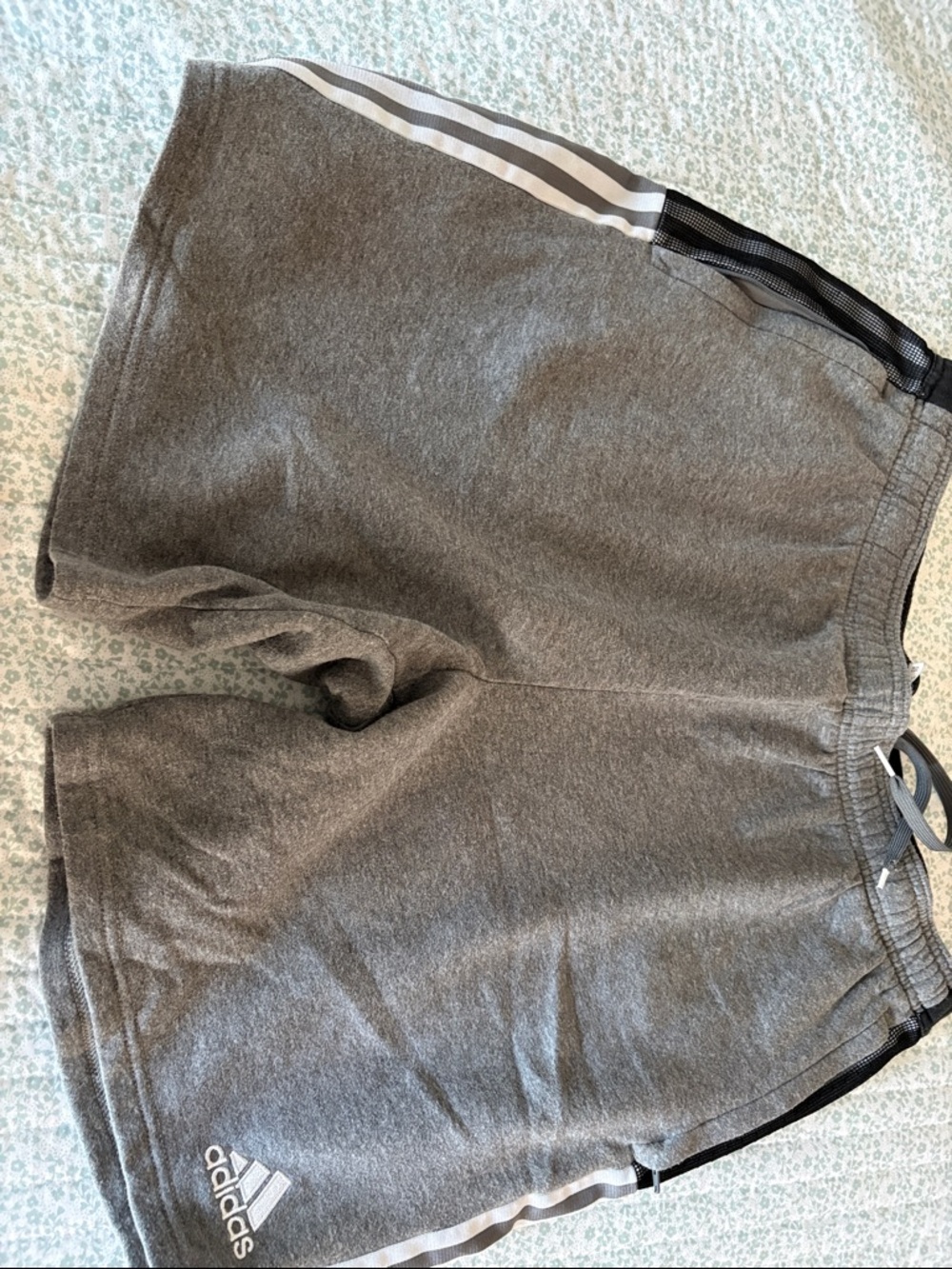 adidas Men's Gray Athletic Shorts with Side Stripes